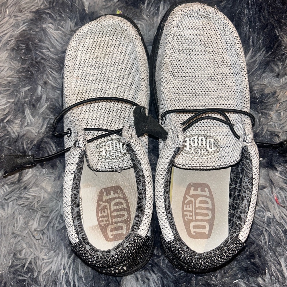 Hey Dude Black and White Slip-On Shoes